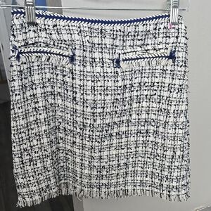 H&M Navy and White Tweed Mini Skirt